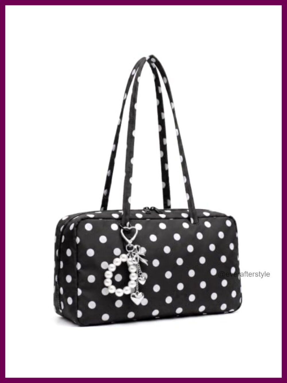 Nylon Bowler Shoulder Bag Lightweight Spacious Zipper Handbag